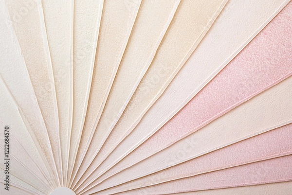 Fototapeta A close-up view of a fan-shaped arrangement of textured paper in soft pastel colors, ideal for design