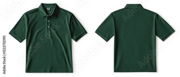 Fototapeta A green polo shirt displayed from the front and back views for retail presentation.