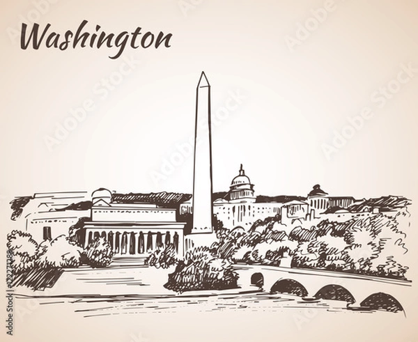 Obraz Washington DC cityscape - sketch.
