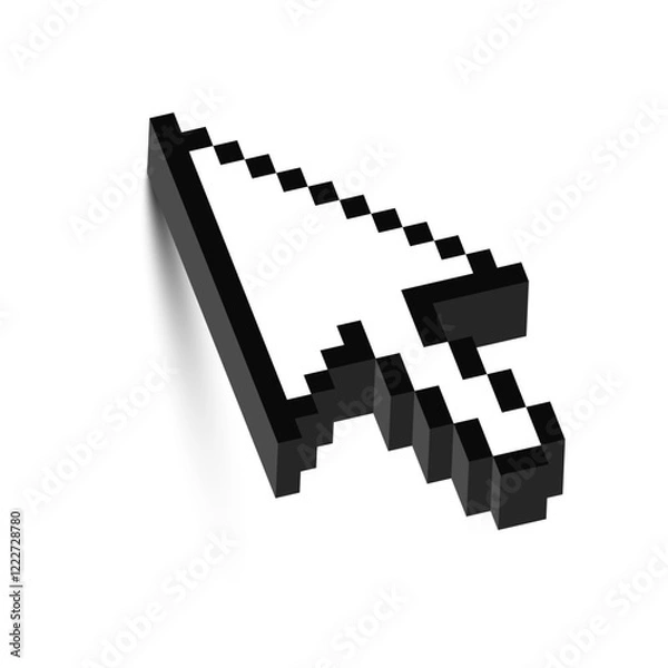 Fototapeta 3D mouse arrow cursor with shadow. Vector.