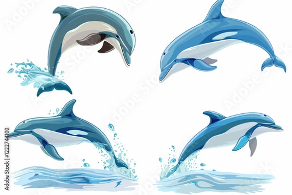 Obraz dolphin illustration set 