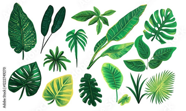 Fototapeta Flowers and leaves in pictures illustrator2D