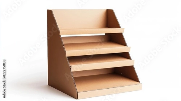 Obraz Display stand made of cardboard showcasing multiple shelves for retail purposes in a store setting