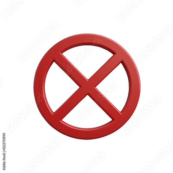Fototapeta 3D Red No Sign Crossed or Forbidden Symbol Symbolizing Prohibition, Denial, Negative Signal, Vivid Red Warning Icon, Modern 3D Design Icon, No Entry Mark, Abstract Forbidden Symbol, Alert Sign PNG
