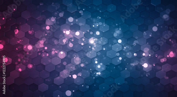 Fototapeta Abstract background hexagon pattern with glowing lights