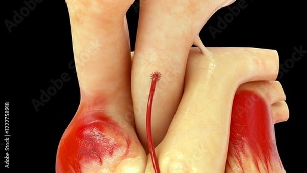 Fototapeta Coronary bypass graft with heart 3d illustration