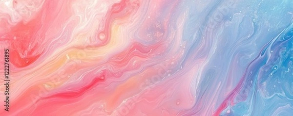 Fototapeta Vivid abstract paint swirls in pink and blue hues
