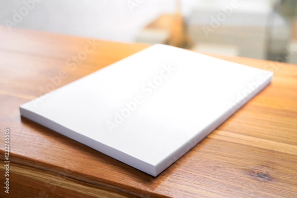 Fototapeta Blank catalog, magazines, book, mock up on wooden background. Mock up for design