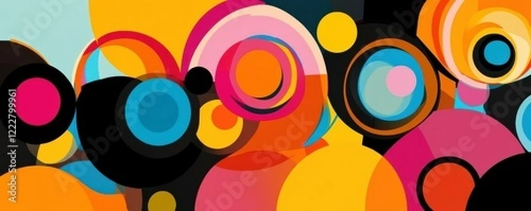 Fototapeta Vibrant abstract geometric circles in bold multicolored composition
