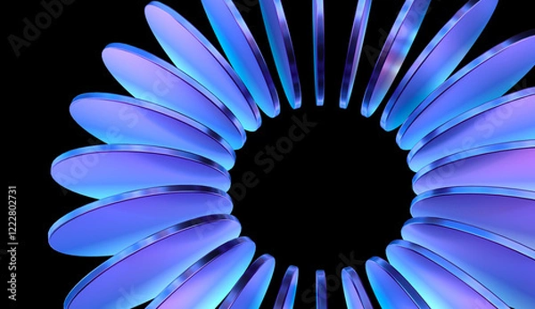 Obraz abstract iridescent round cylinder shapes with colorful gradient. 3d rendering illustration for graphic design, presentation or background	
