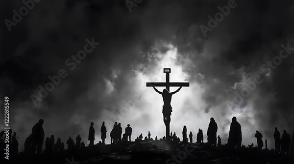Obraz Powerful Black-And-White Depiction of Jesus on the Cross