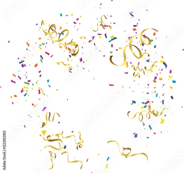 Obraz Confetti background. Colorful confetti on white background. Vector illustration