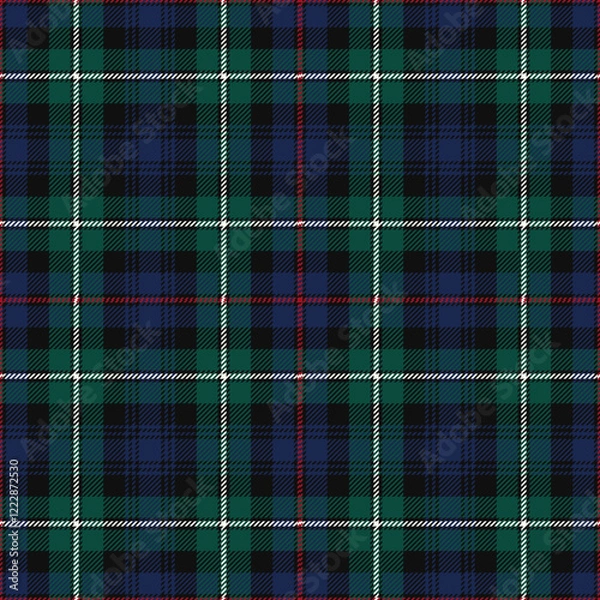 Fototapeta MacKenzie tartan plaid. Scottish pattern fabric swatch close-up. 