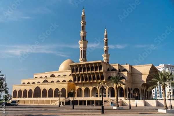 Fototapeta Side view of King Faisal Mosque in Sharjah