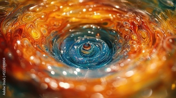 Fototapeta A close-up image of colorful water ripples,
