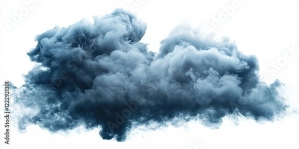 Obraz Dark Gray Smoke Cloud Isolated on White Background for Creative Design and Art Use in Different Projects and Concepts