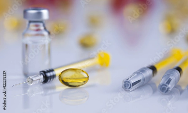 Fototapeta Healthy, Close up of Pills, Tablets, Capsule, Medical background