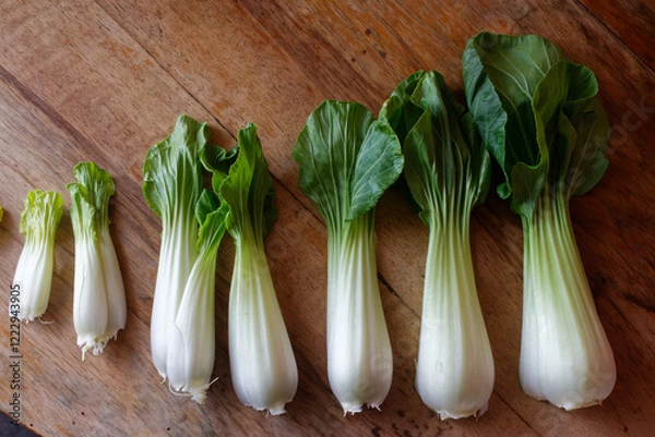 Obraz Zdekonstruowana kapusta bok choi (pak choi) - podzielona na liście