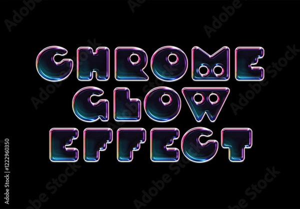 Fototapeta Glowing Chrome Text & Logo Effect Mockup