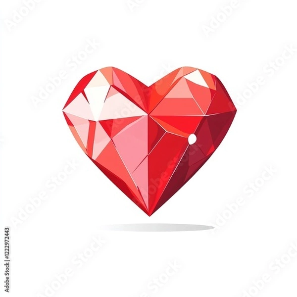 Fototapeta Vector flat red heart icon on white background, simple minimalist design, flat vector graphic element, clean lines and shapes, no shadows or gradients, basic flat illustration, minimalistic style, sim