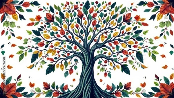 Fototapeta Botanical Tree of Life Pattern - Nature's Embrace