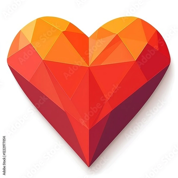 Fototapeta Vector flat red heart icon on white background, simple minimalist design, flat vector graphic element, clean lines and shapes, no shadows or gradients, basic flat illustration, minimalistic style, sim