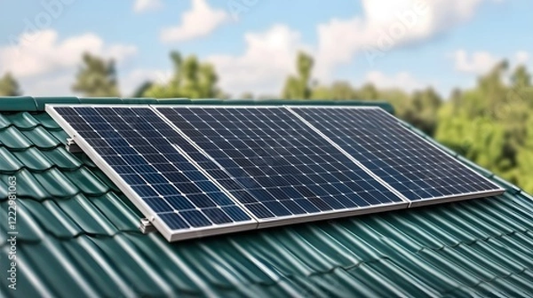 Obraz Optimizing Solar Panel Placement:Sunlit vs Shaded Rooftop Installation for Maximum Renewable Energy