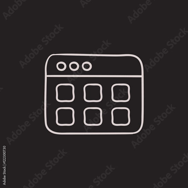 Fototapeta Browser window with folders sketch icon.