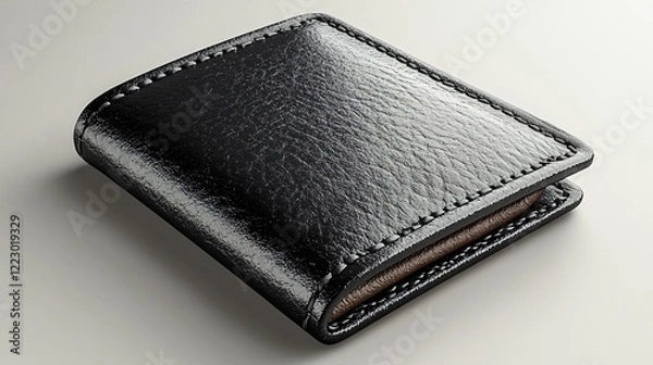 Fototapeta Close-up of a black leather wallet with a sleek and professional design
