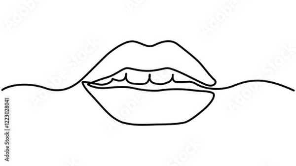 Fototapeta Lips continuous one line drawing. Woman lips logo on white background, Concept symbol of makeup and lipstick in simple linear style. Vector illustration
