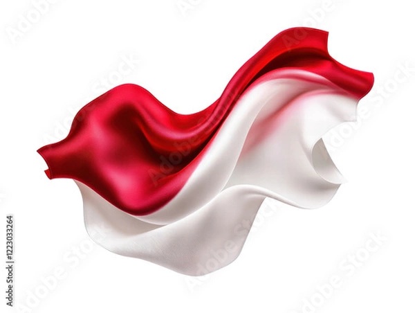 Fototapeta Isolated Red and White Flowing Fabric