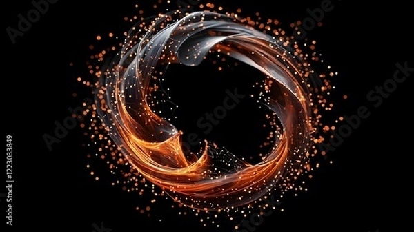 Obraz Mesmerizing 3D depicting a self learning network with luminous data nodes swirling and intertwining in a dynamic fiery vortex of energy and power