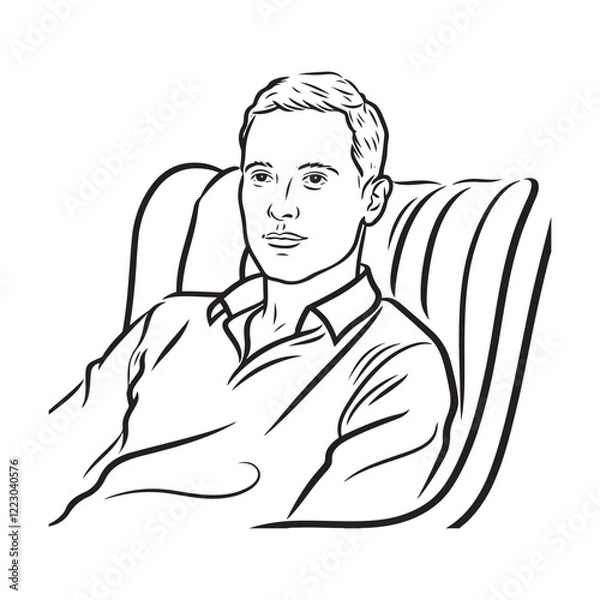 Fototapeta Man Relaxing Silhouette Vector - Peaceful Pose Digital Art - Man in Relax Pose Vector - Man Relaxing Doodle - Relaxation Illustration - Man in Relax Pose Line Art
