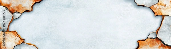 Fototapeta Rustic frame with cracked edges, ideal for vintage designs and artistic presentations.