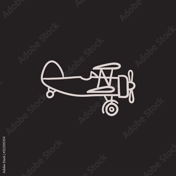 Fototapeta Propeller plane sketch icon.