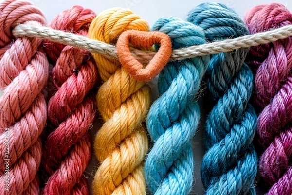 Fototapeta A close up of a rope with a heart on it