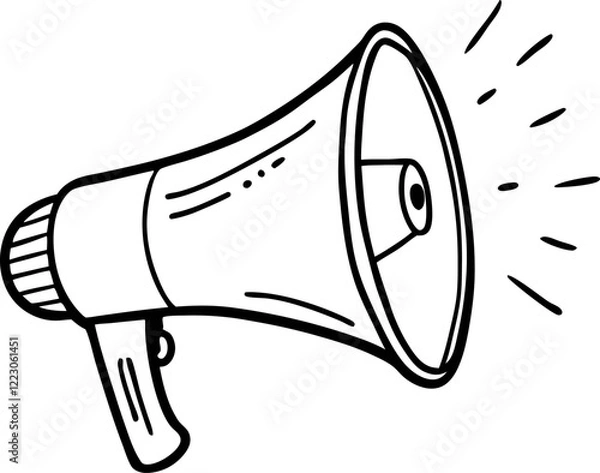 Fototapeta Hand Drawn Megaphone Vector Illustration for Communication and Announcement Design