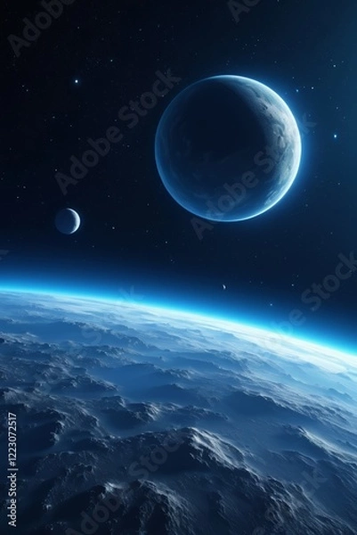 Fototapeta a close up of a planet with two planets in the background