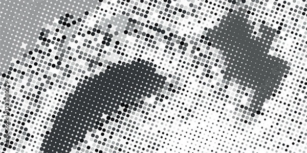 Obraz Abstract grunge grid polka dot halftone background pattern. Spotted black and white line illustration. Textures.
