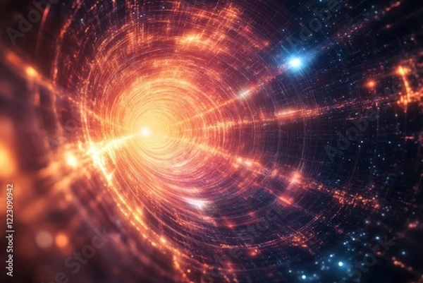 Fototapeta Cosmic Journey Through Space With Bright Starburst Effects