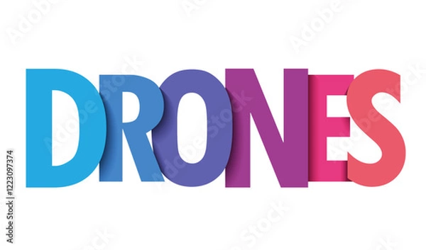 Obraz DRONES colorful vector typography banner
