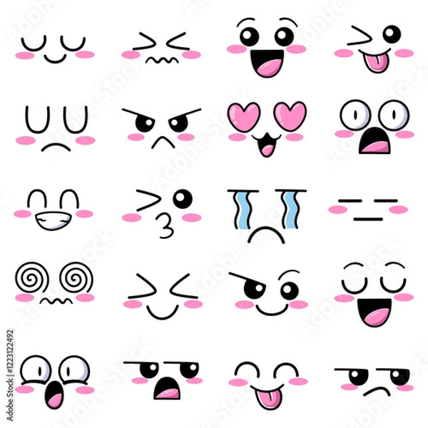 Fototapeta Cute Illustration Face Expression Doodle Set