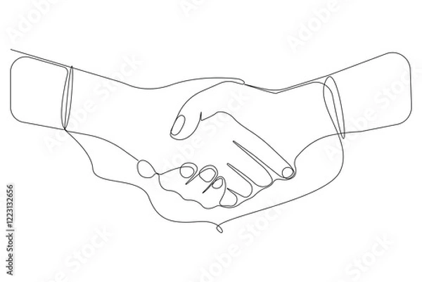 Obraz Two hands connected with a thread continuous line art drawing. Vector illustration.