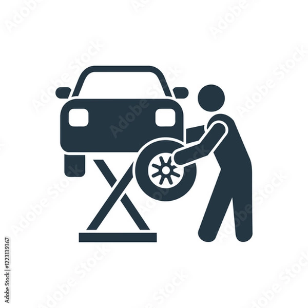 Obraz Mechanic Changing Tire Icon