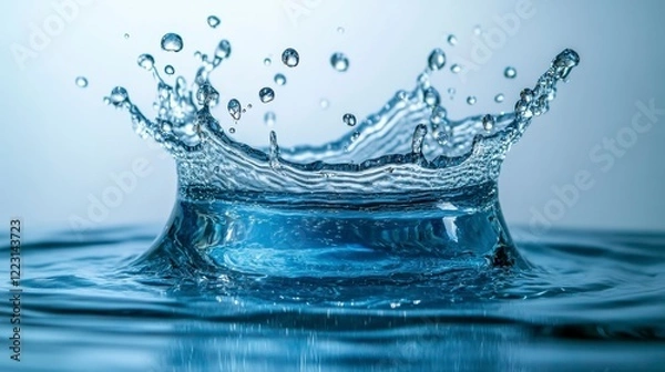 Obraz Stunning Close Up of a Water Droplet Splash Crown Clean Aqua Texture Liquid Design