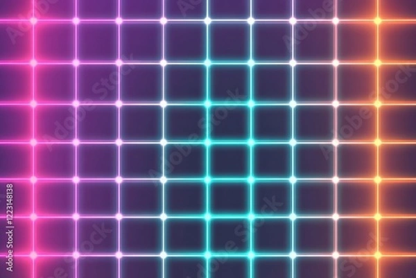 Fototapeta Colorful Neon Grid Background with Vibrant Light Effects