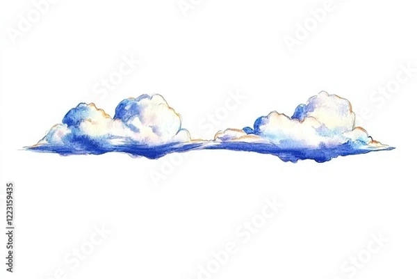Obraz Beautiful watercolor clouds floating in a clear sky, ideal for backgrounds and designs