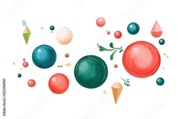 Obraz Colorful abstract design featuring various shapes and spheres with a whimsical touch