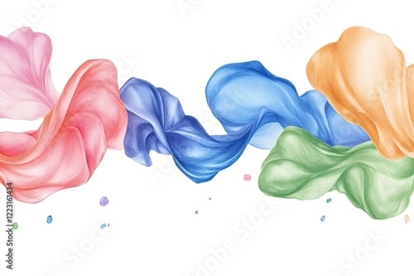 Obraz Colorful flowing fabric waves in a vibrant gradient, creating a dynamic and artistic background