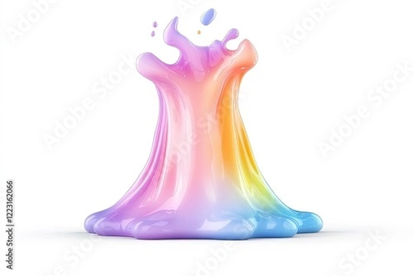 Obraz Colorful fluid splash creating a vibrant display on a white background, evoking creativity